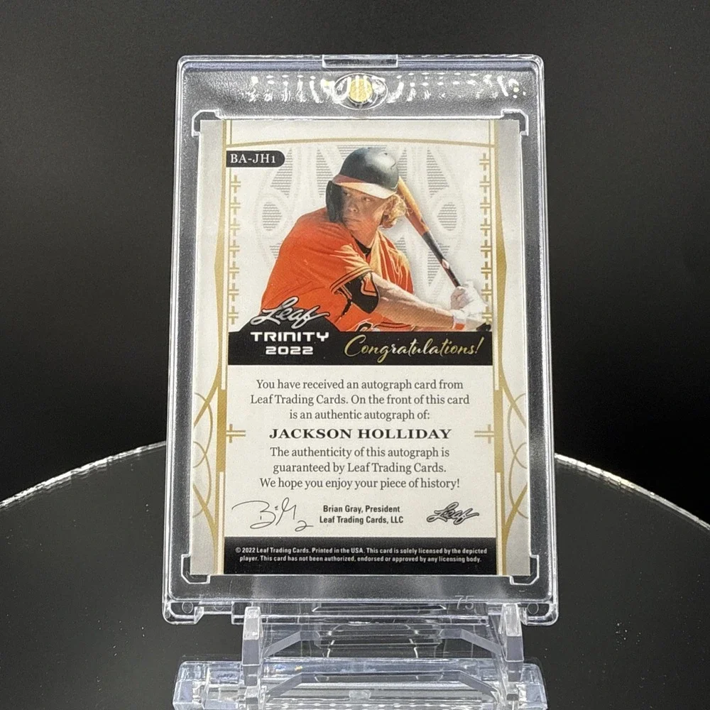 2022 Leaf Trinity Jackson Holliday Autograph 2/25 Orioles Rookie RC #BA-JH1